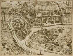 Мериан, Маттеус I(1593-1650) и Мастерская.  Вид Льежа. Офорт.
